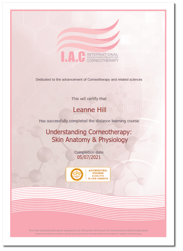 Corneotherapy certificate